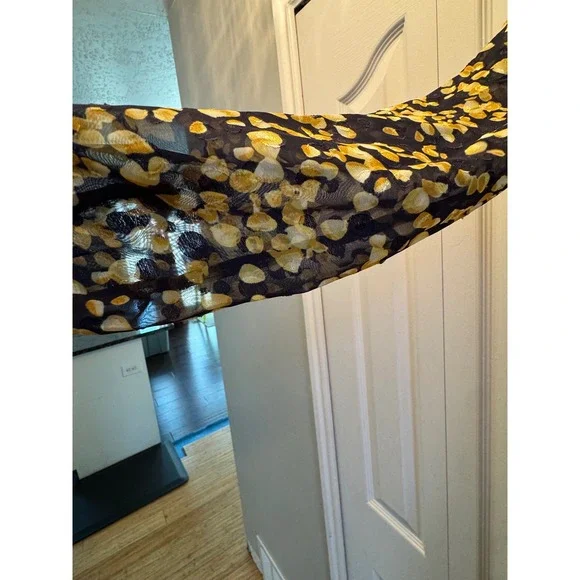 Hobbs London Aurora Dress Navy Yellow Petal Print Midi Recycled Polyester 6 NEW - Picture 7 of 10